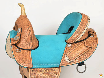 Western Horse Barrel Saddle Treeless American Leather Oiled Hilason